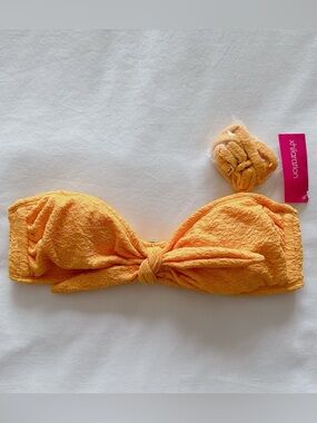 Xhilaration NWT marigold yellow tie Front Bandeau Bikini Top women's swimsuit